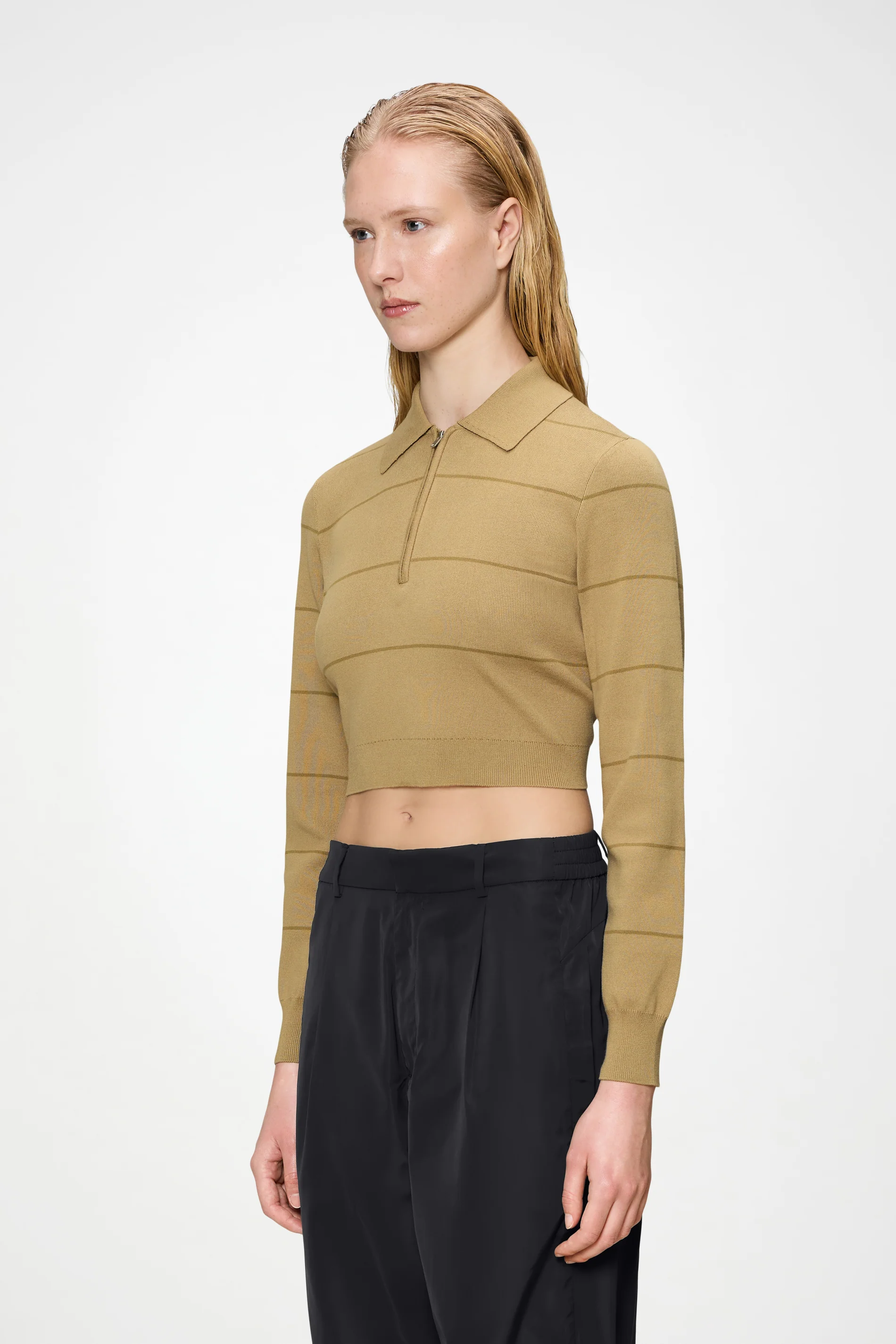 Striped Knit W Long Sleeve Polo - Image 13