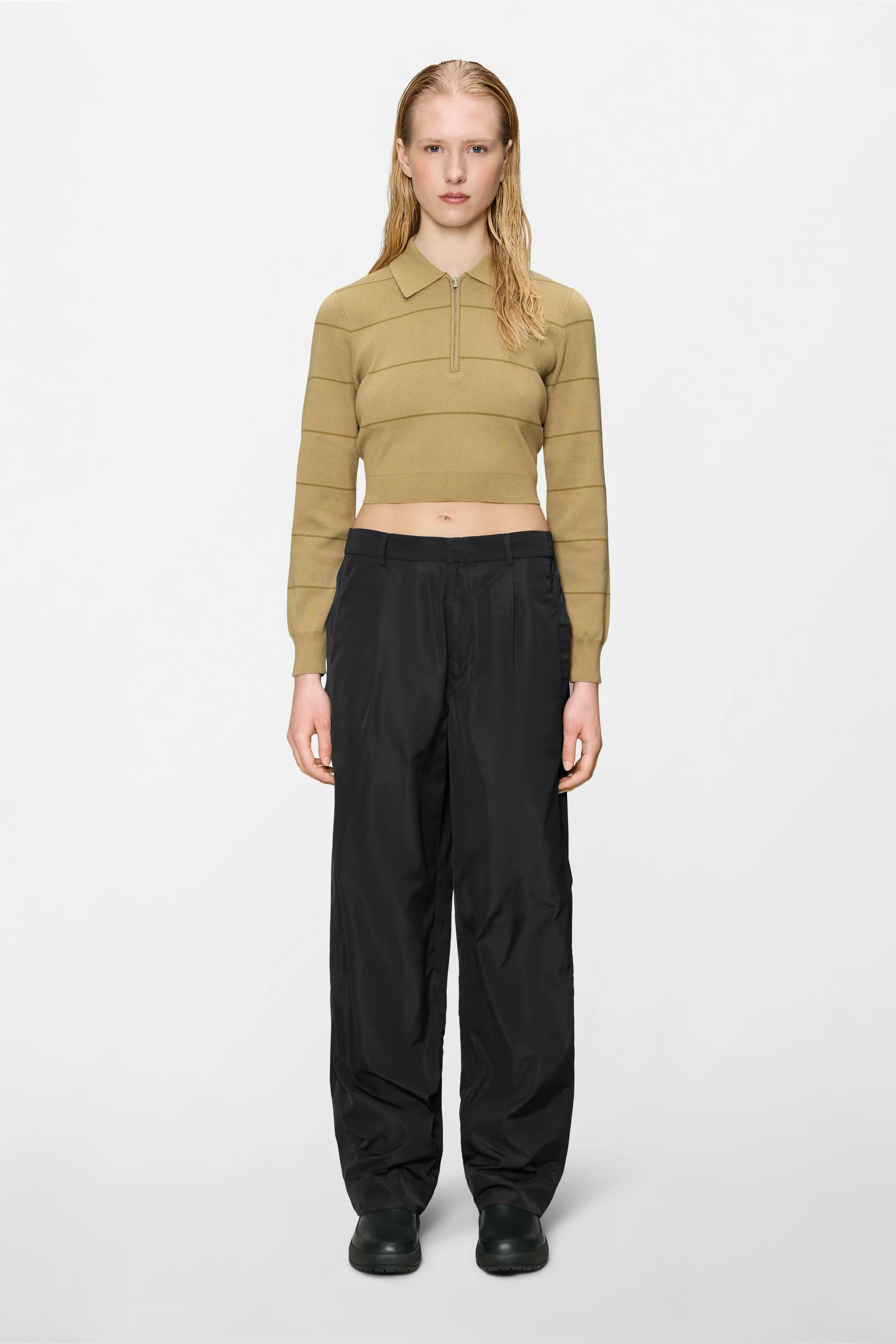 Striped Knit W Long Sleeve Polo - Image 6